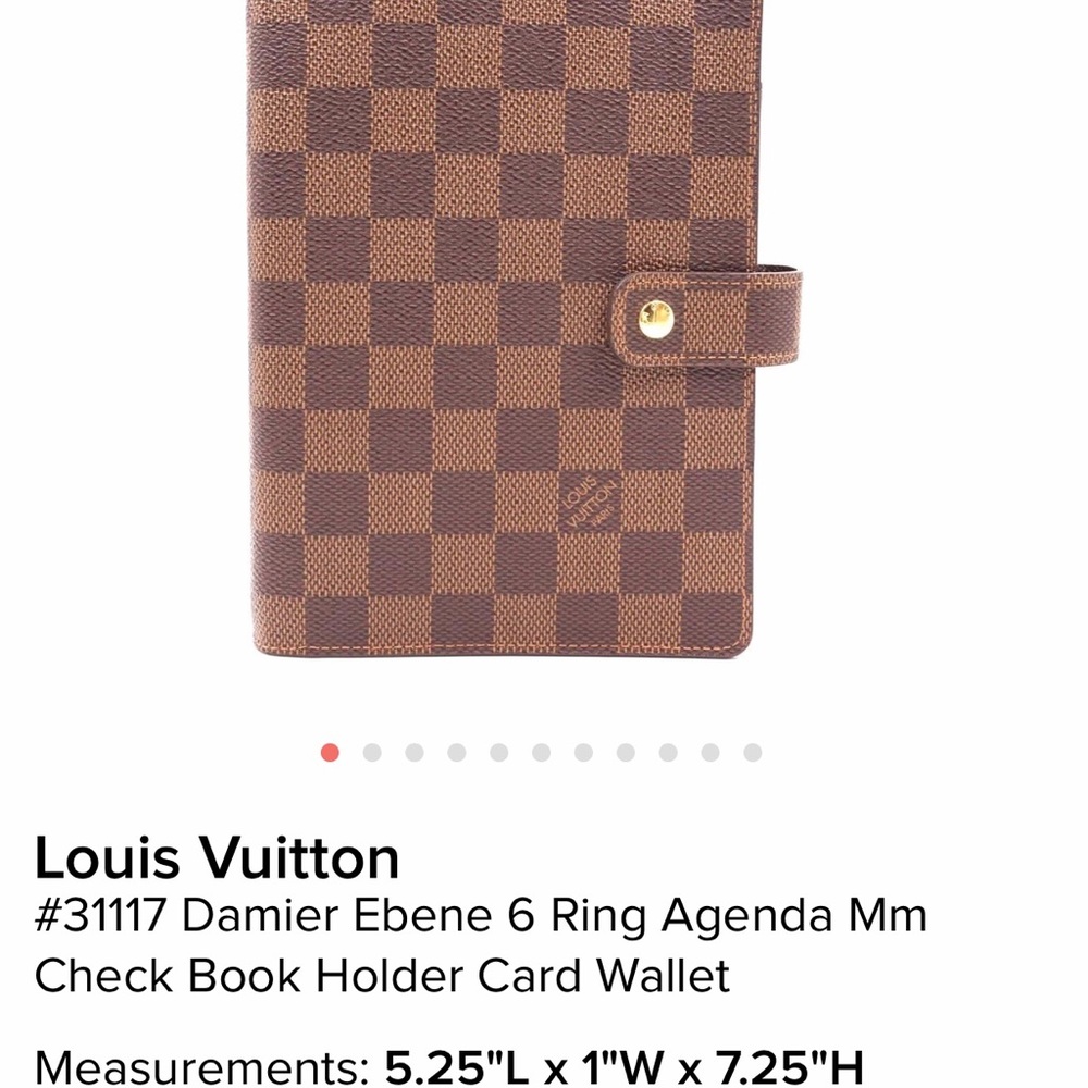 Louis Vuitton Damier Ebene six ring agenda MM